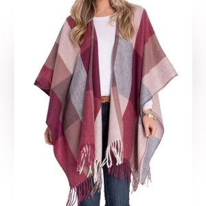Woolrich Plaid Poncho, Blanket Wrap, One Size Fits All